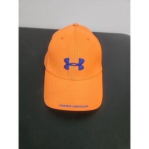 Under Armour Mens Hat Size Large L Orange Blue 4-Way Stretch Performance Cap